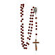 Rosary with dark brown beads in 6 mm round wood and wooden cross s4