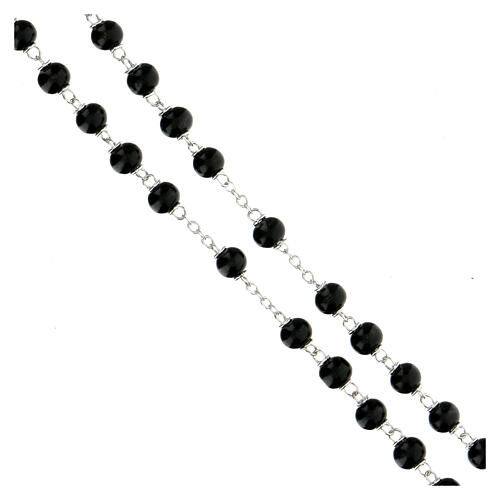 Rosenkranz mit schwarzen Perlen und Motiv von Jesus, 6 mm 3