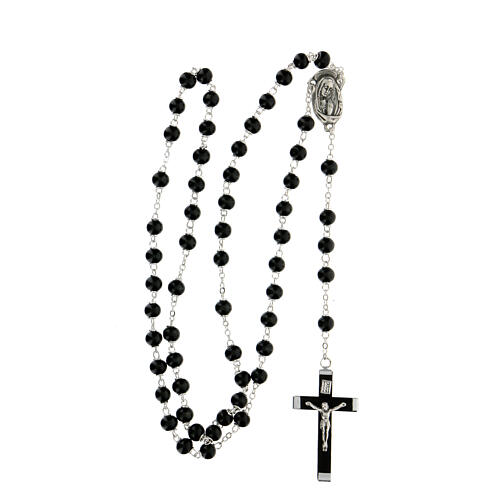 Rosenkranz mit schwarzen Perlen und Motiv von Jesus, 6 mm 4