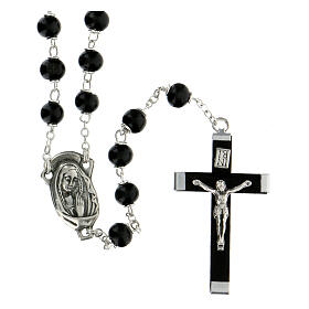 Rosary with beads in black wood 6mm with Christ in zamak.