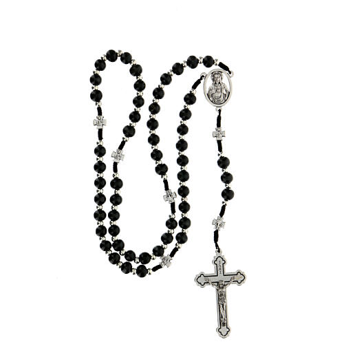 Rope rosary with round wooden beads 6 mm zamak cross 4