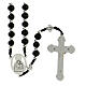 Rope rosary with round wooden beads 6 mm zamak cross s2
