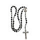 Rope rosary with round wooden beads 6 mm zamak cross s4