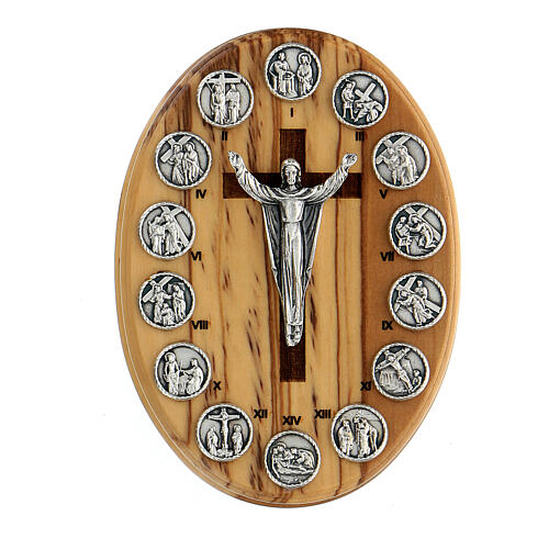 Cofanetto via crucis in olivo con rosario in legno 8 mm 3