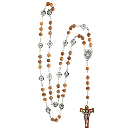Cofanetto via crucis in olivo con rosario in legno 8 mm 4