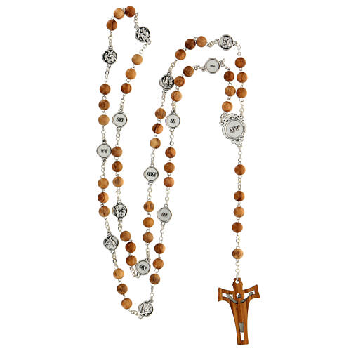 Cofanetto via crucis in olivo con rosario in legno 8 mm 5
