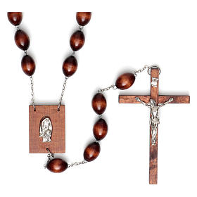 Wall rosary with wood oval beads, 30mm