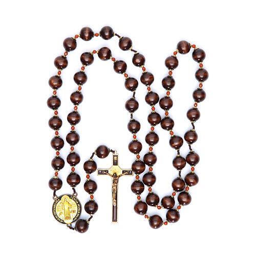 Rosenkranz mit Perlen aus Holz Heiliger Benedikt, 20 mm 4