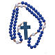 Rosary in blue plastic and white pater with silk setting 7,5 mm s4