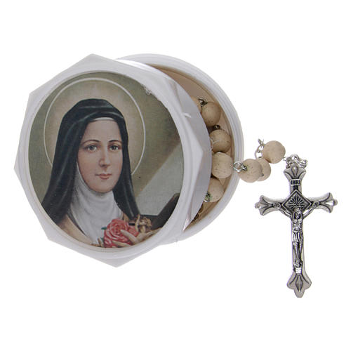 Rosary with jasmine petal grains 4x5 mm, Saint Therese 5