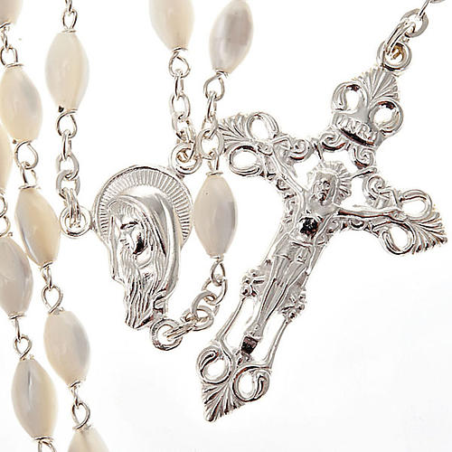 Mother of pearl beads rosary in 925 silver 1
