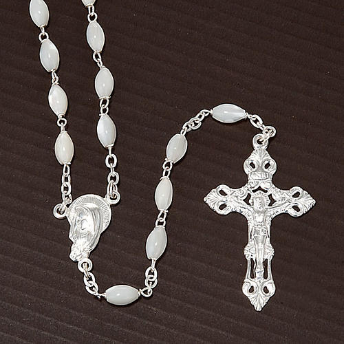 Mother of pearl beads rosary in 925 silver 4