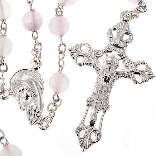 Pink Quartz rosary in 925 silver 1