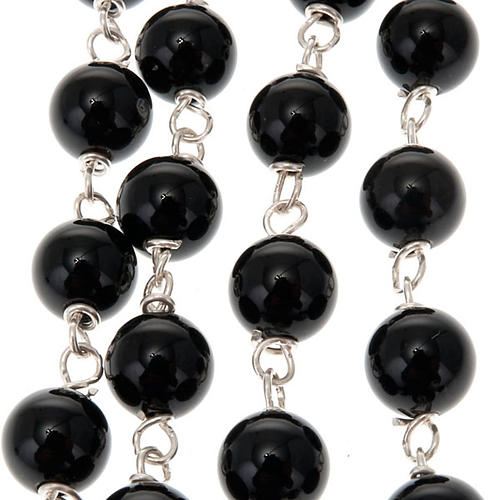 Chapelet en onyx noir rond en argent 925 3
