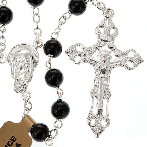 Black onix and silver rosary 1