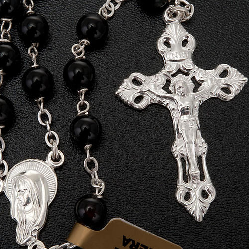 Black onix and silver rosary 4