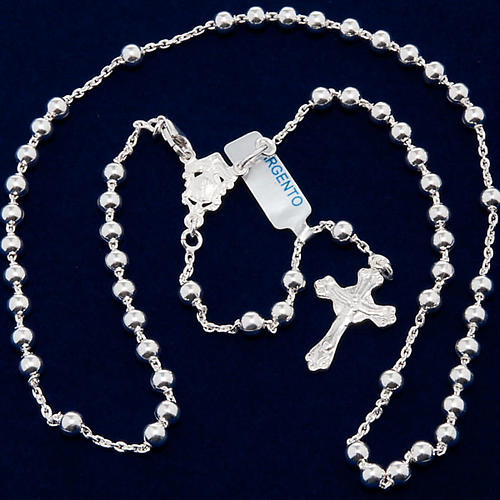 Halskette Rosenkranz Silber 925 Perlen 4 Millimeter 5