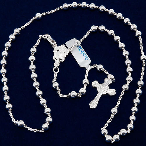Collar rosario plata 925 cuentas 4 mm 5