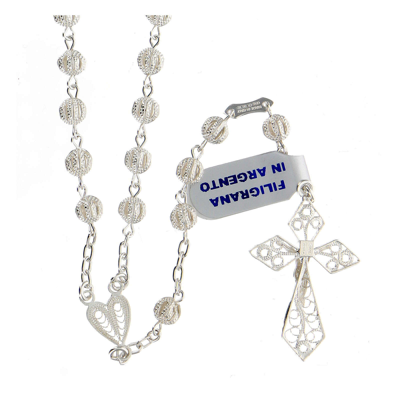 Anillo Rosario En Plata 925 Rodiada Con Cruz Y Circonitas