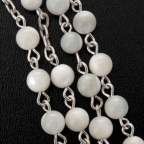 Silver rosary round nacre bead 3