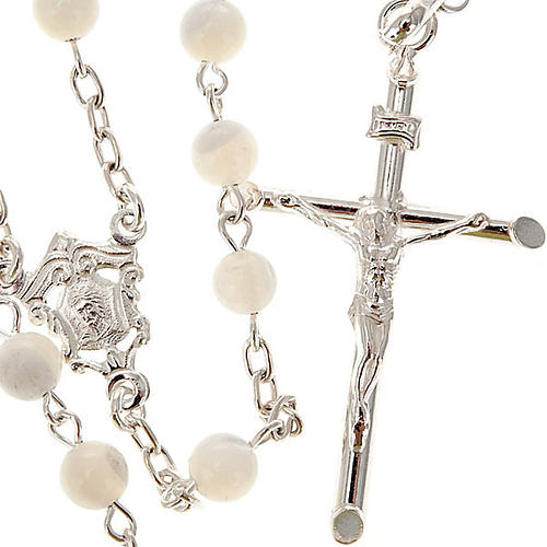 Silver rosary round nacre bead 1