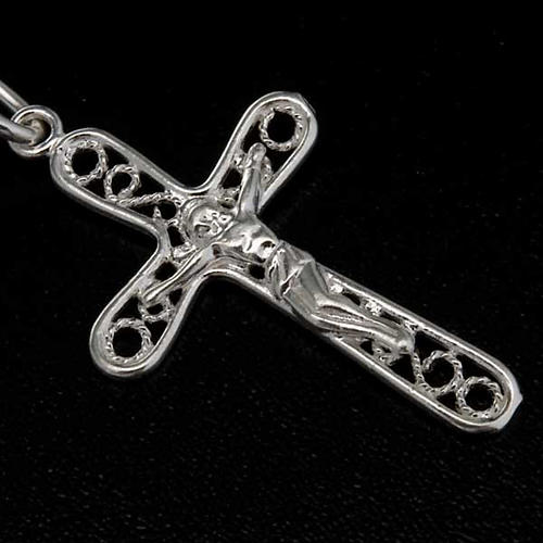Rosario argento 925 grani strass azzurri 6 mm 3