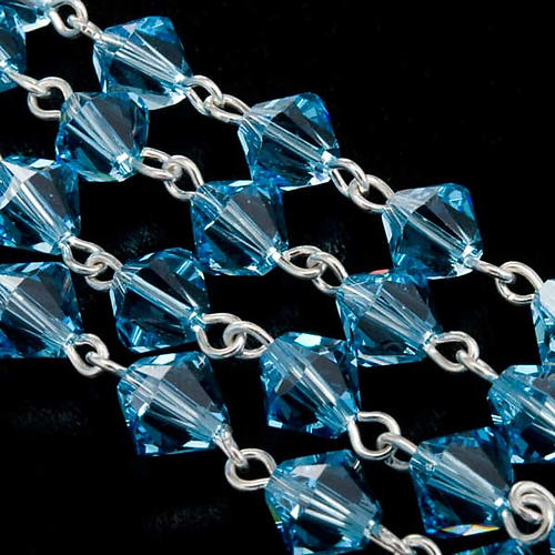 Rosario argento 925 grani strass azzurri 6 mm 4