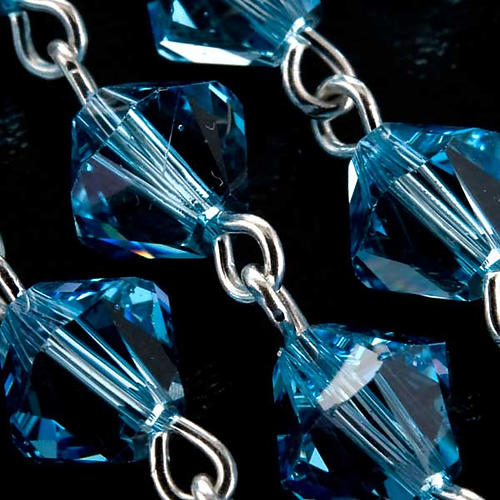 Rosario argento 925 grani strass azzurri 6 mm 5