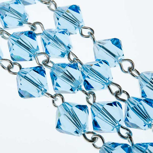Rosario argento 925 grani strass azzurri 6 mm 6