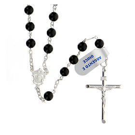 Rosary, 925 silver and onyx, 6mm