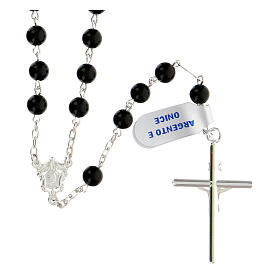 Rosary, 925 silver and onyx, 6mm