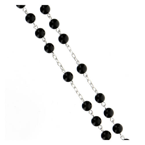 Rosary, 925 silver and onyx, 6mm 3