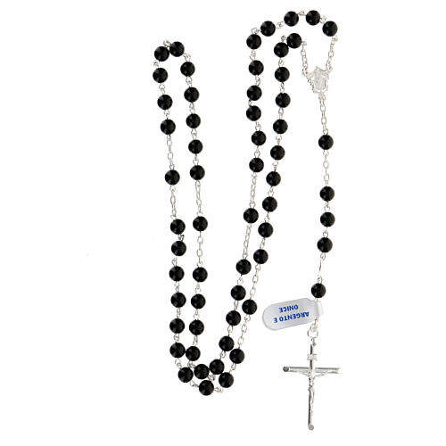 Rosary, 925 silver and onyx, 6mm 4
