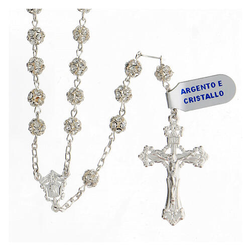 Rosary, 925 silver and strass, 6mm 1