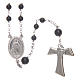 Silver rosary with black freshwater pearls and tau cross, MATER s1