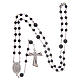 Silver rosary with black freshwater pearls and tau cross, MATER s4
