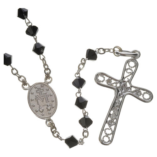 Rosary beads in silver and strass 0,2in black 2