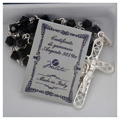 Rosary beads in silver and strass 0,2in black 5