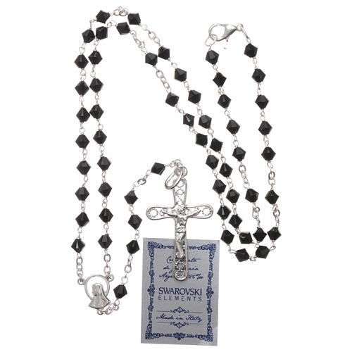 Rosary beads in silver and strass 0,2in black 9