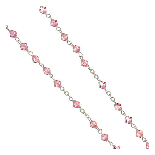 Rosenkranz Silber und rosa strass Perlen 5mm 3