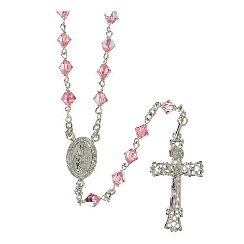 Rosary beads in silver and strass 0,2in pink 1