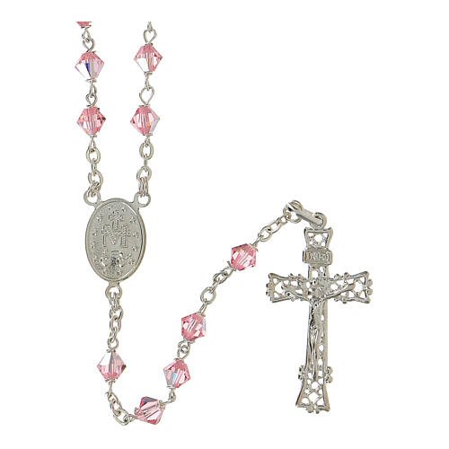Rosary beads in silver and strass 0,2in pink 2