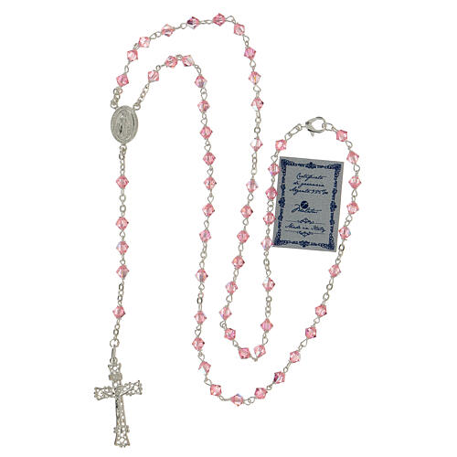 Rosary beads in silver and strass 0,2in pink 4