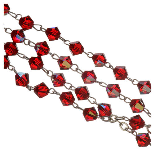 Rosenkranz aus Silber mit roten strass Kristallen 5mm 3