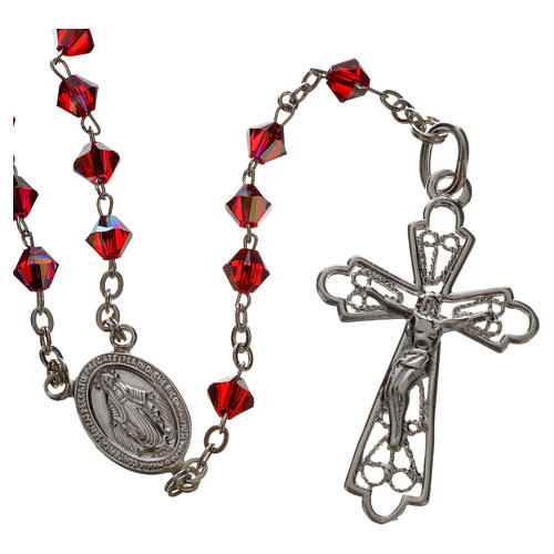 Rosary beads in silver and strass 0,2in red 1