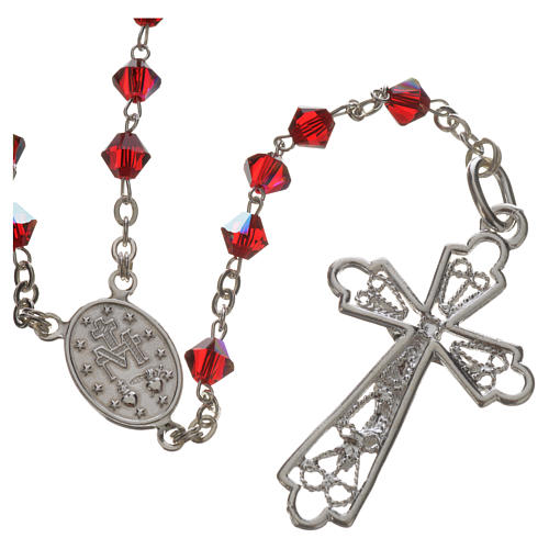 Rosary beads in silver and strass 0,2in red 2