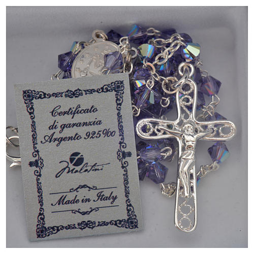 Rosary beads in silver and strass 0,2in amethyst 5