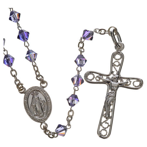 Rosary beads in silver and strass 0,2in amethyst 1
