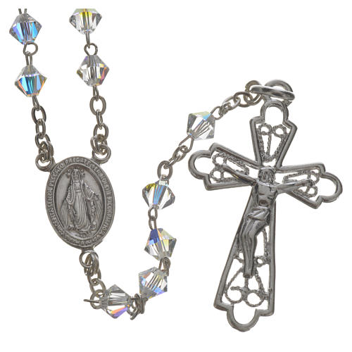 Rosary beads in silver and strass 0,2in crystal 1