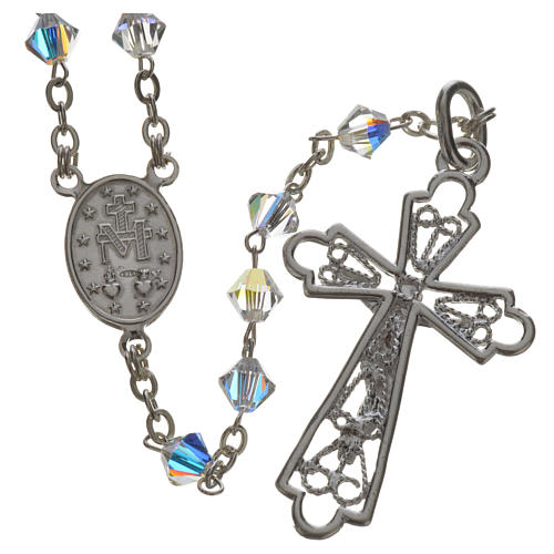 Rosary beads in silver and strass 0,2in crystal 2